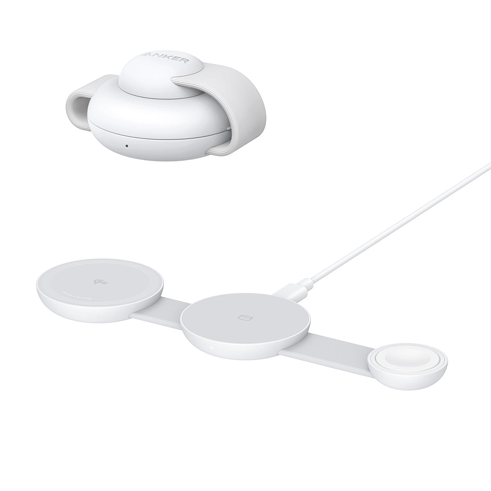 Ασύρματος Φορτιστής Δικτύου Anker MagGo 3in1, 15W, 1.67A, Λευκός B25M8H21