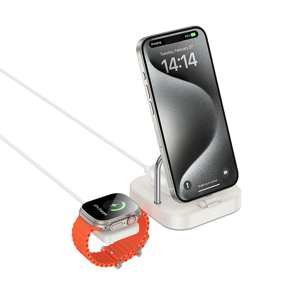 Φορτιστής Δικτύου Ασύρματος HOCO CQ16A 3σε1, 15W, 1.67A, Λευκό