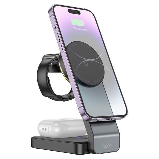 Φορτιστής Δικτύου Ασύρματος HOCO CQ3 3σε1, 15W, 1.67A, Μαύρο