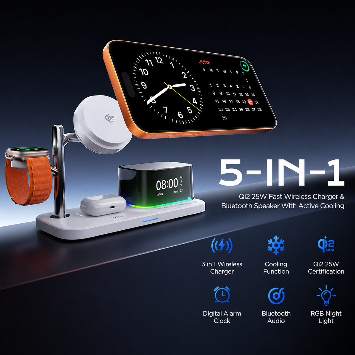 Φορτιστής Δικτύου Ασύρματος XO Design CX045 3σε1, 25W, Λευκός