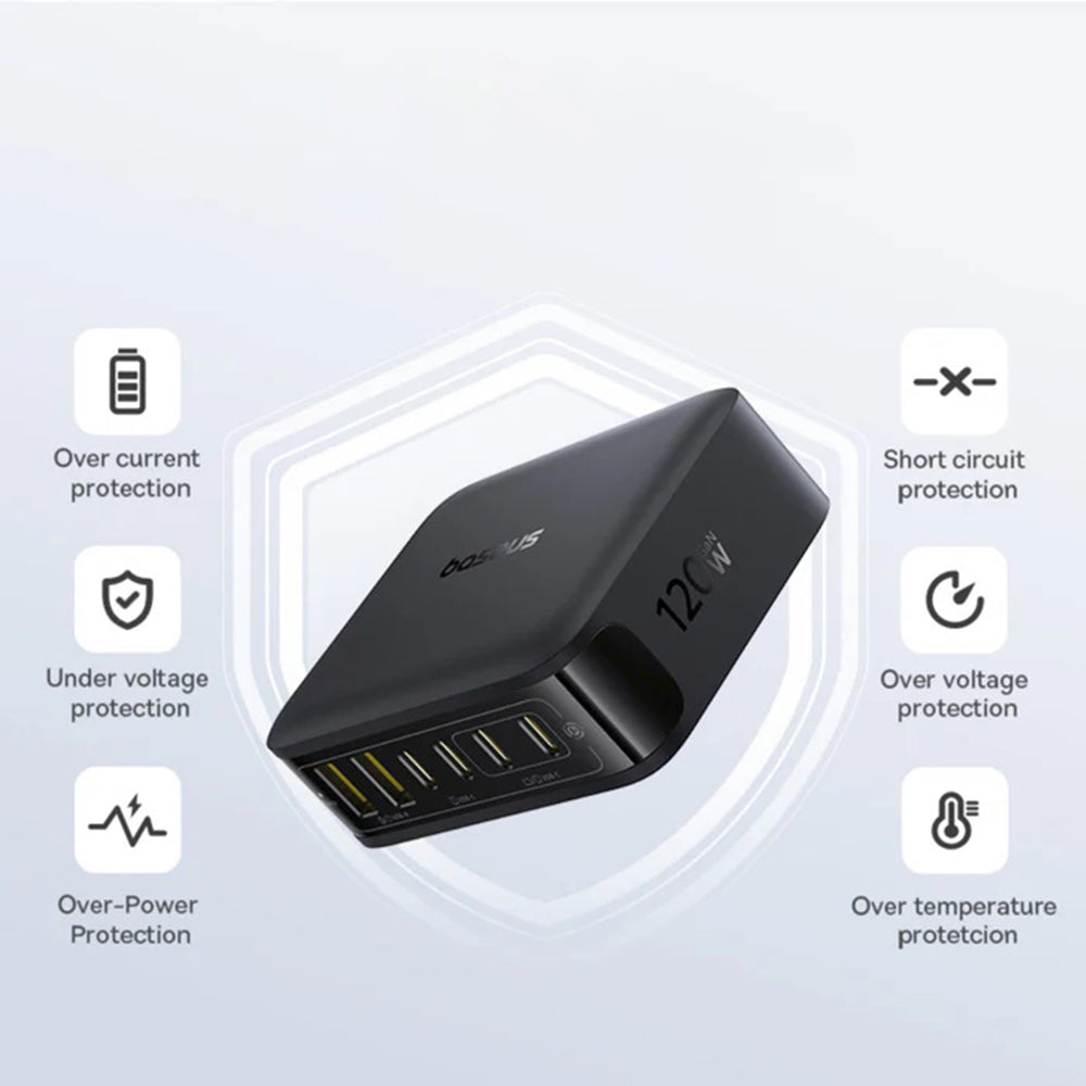 Φορτιστής Σταθμός Baseus EnerFill FH21, 120W, 3.25A, 2 x USB-A - 4 x USB-C, Μαύρο E0120T00