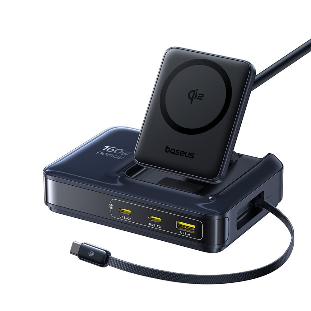 Φορτιστής Σταθμός Baseus Nomos NH21 QI 5in1, 160W, 5A, 1 x USB-A - 2 x USB-C, Μαύρο E0121700