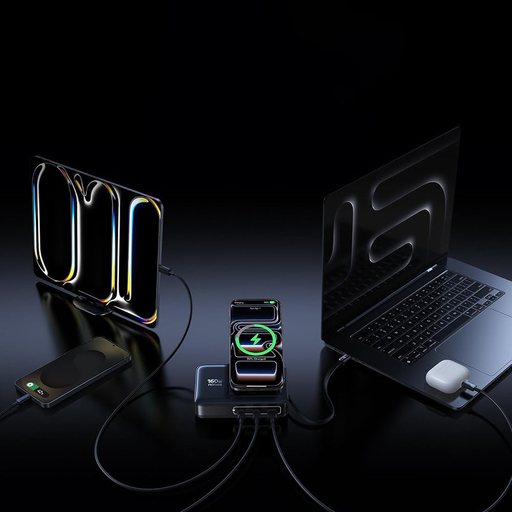Φορτιστής Σταθμός Baseus Nomos NH21 QI 5in1, 160W, 5A, 1 x USB-A - 2 x USB-C, Μαύρο E0121700