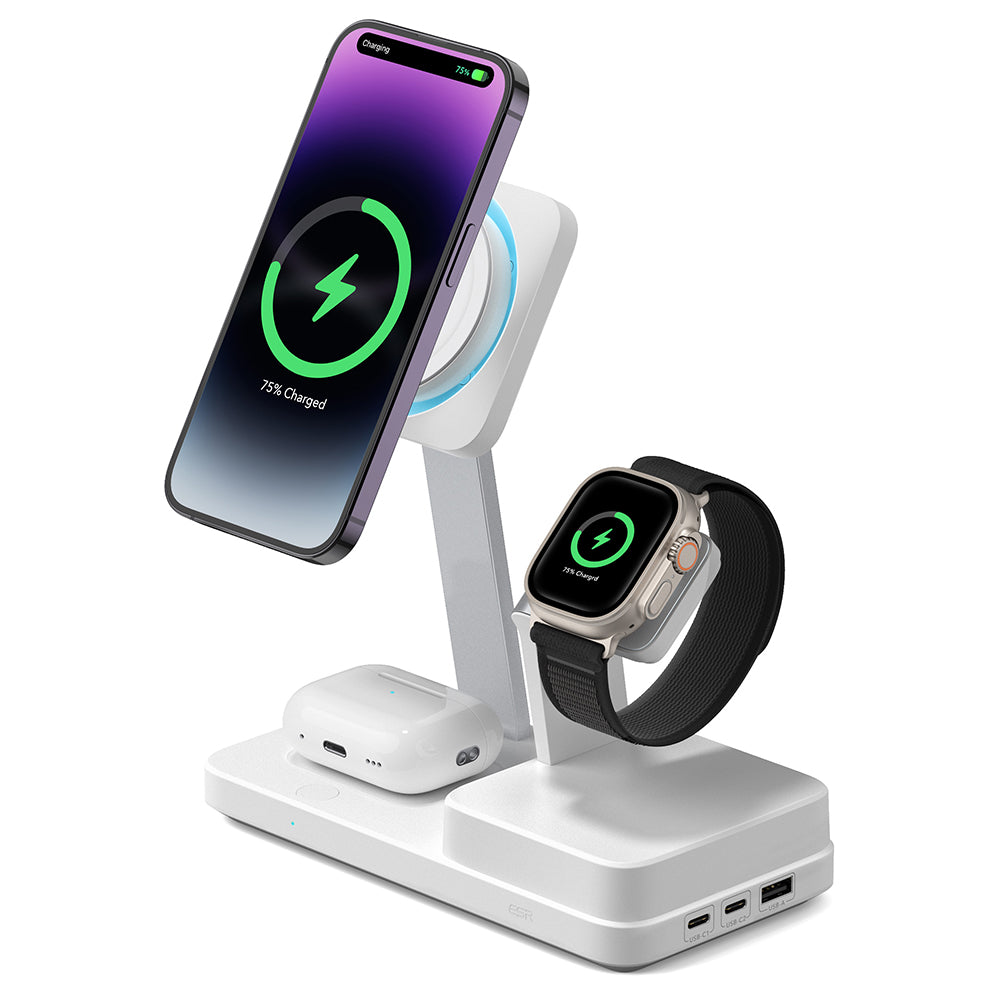 Φορτιστής Σταθμός ESR CryoBoost QI 6σε1, 100W, 2 x USB-A - 1 x USB-C, Λευκό