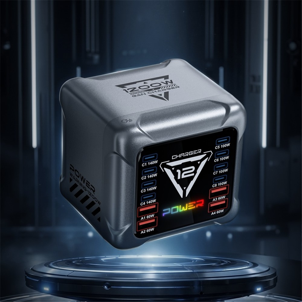 Φορτιστής Σταθμού OEM BK-127D, 280W, 5A, 4 x USB-A - 8 x USB-C, Γκρι