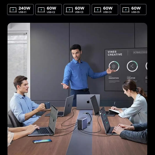 Φορτιστής Σταθμός UGREEN Nexode X759 (55550B), 500W, 5A, 1 x USB-A - 5 x USB-C, Γκρι
