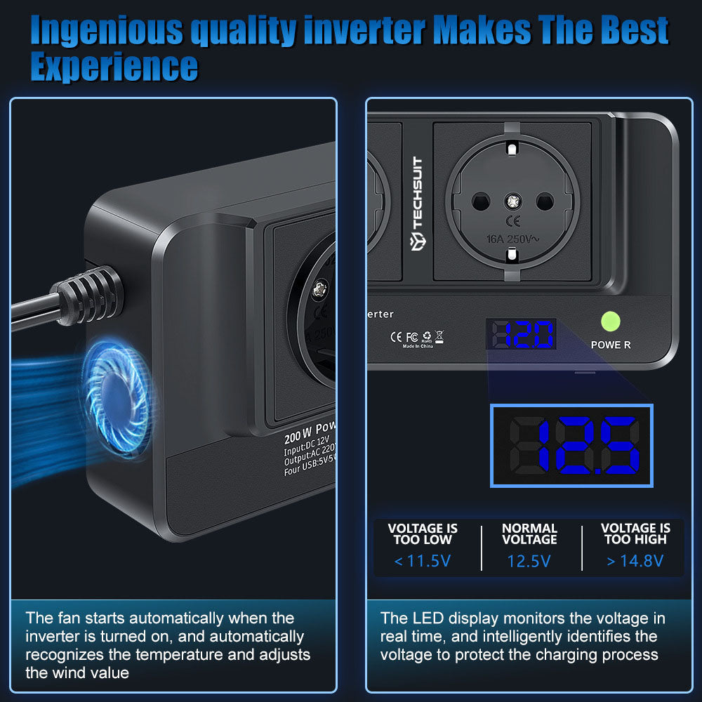 Ηλεκτρικός Μετατροπέας Αυτοκινήτου Techsuit PowerDriveX, 200W