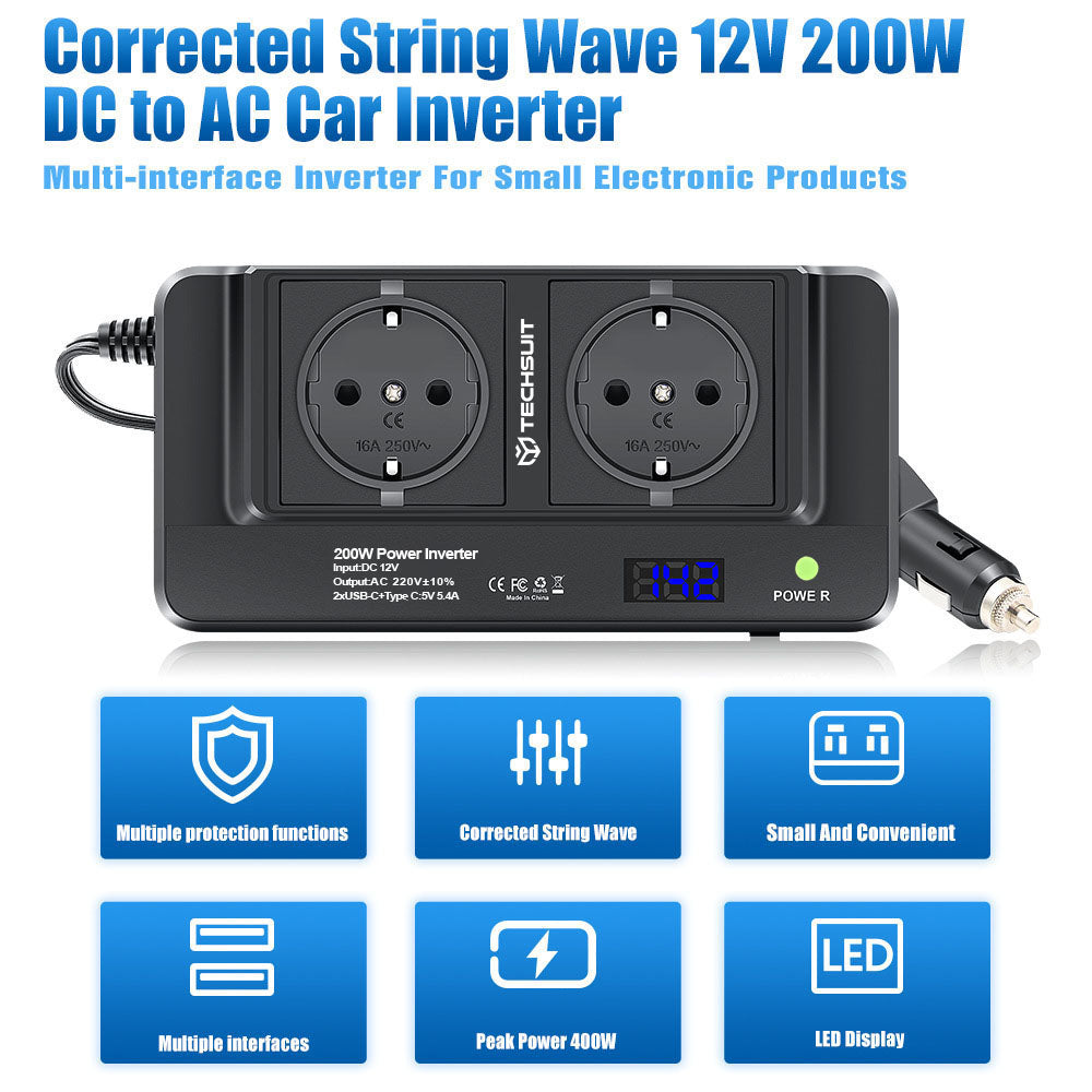Ηλεκτρικός Μετατροπέας Αυτοκινήτου Techsuit PowerDriveX, 200W