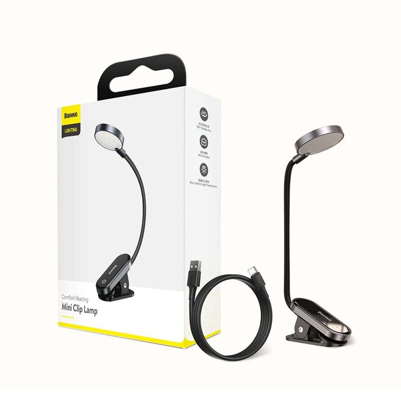 Λάμπα Led Γραφείου Baseus Comfort Reading Mini Clip, Γκρι DGRAD-0G