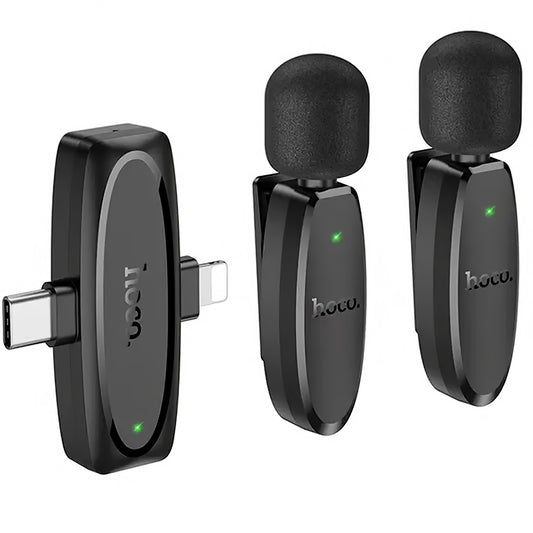 HOCO L15 Lavalier, USB-C / Lightning, Σετ 2 τεμαχίων, Μαύρο