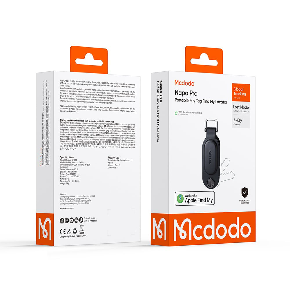 Mcdodo SmartTag Κλειδιά Napa Pro AT-3830 για iOS Series, Μαύρο