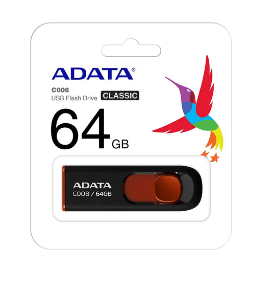 Εξωτερική Μνήμη USB-A Adata C008, 64Gb AC008-64G-RKD