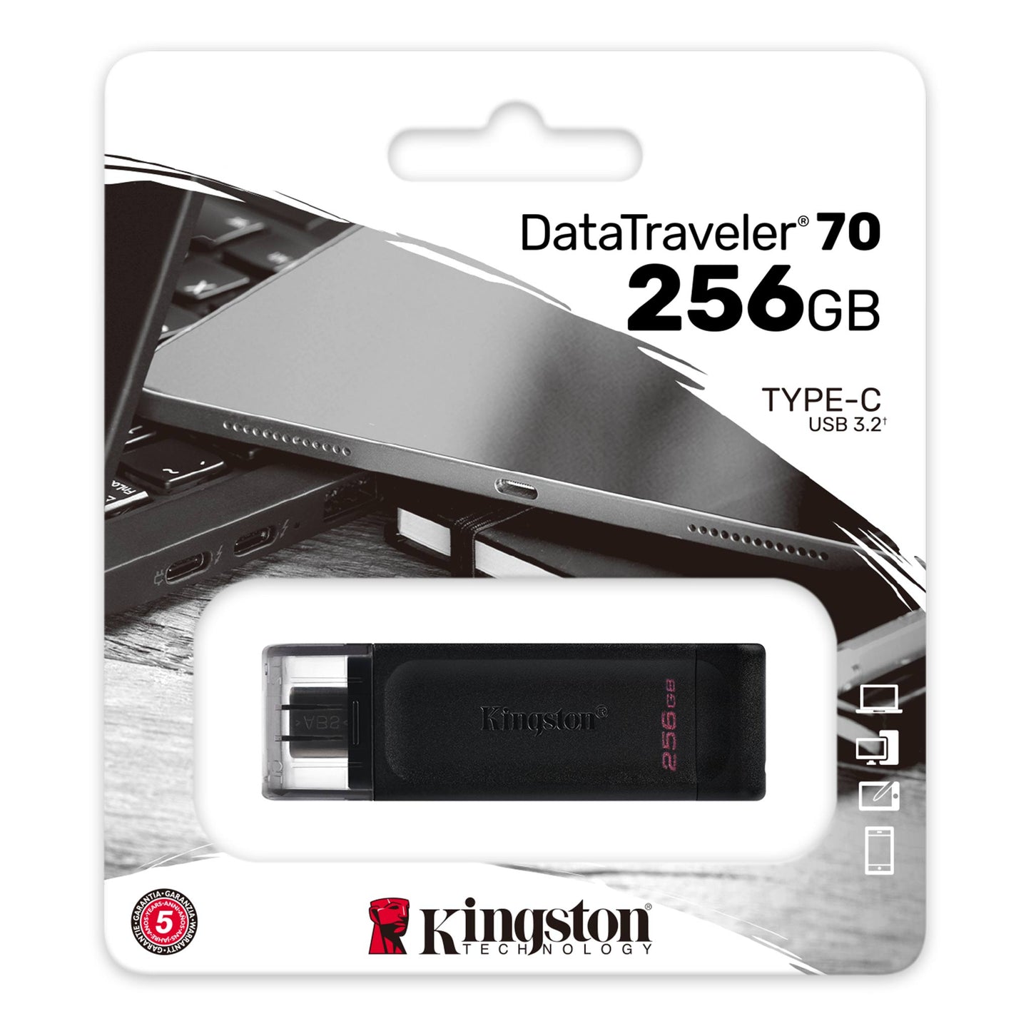 Εξωτερική Μνήμη USB-C Kingston DT70, 256Gb DT70/256GB
