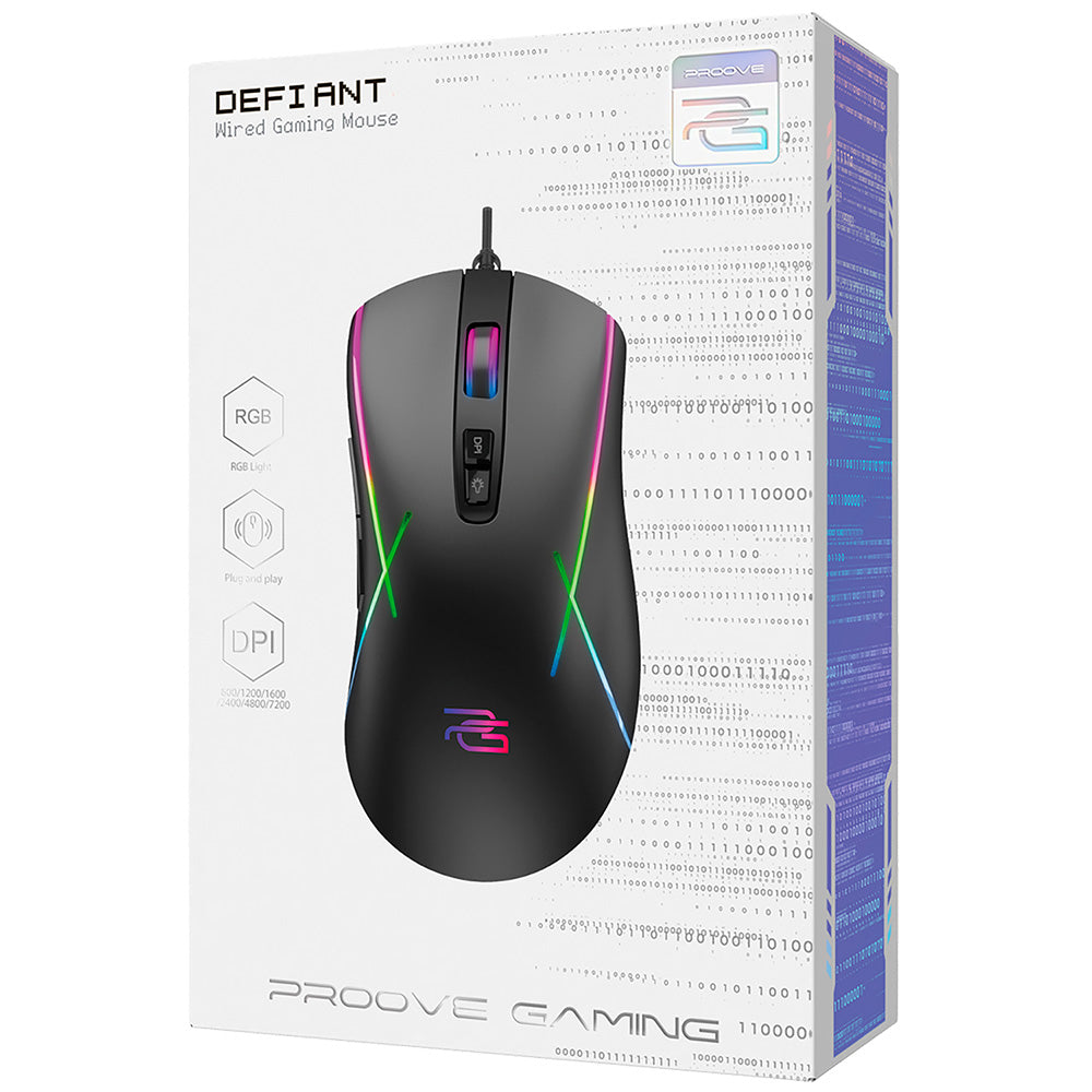 Mouse Gaming Wired USB Proove Defiant, RGB, 7200DPI, Μαύρο CMDE00000102