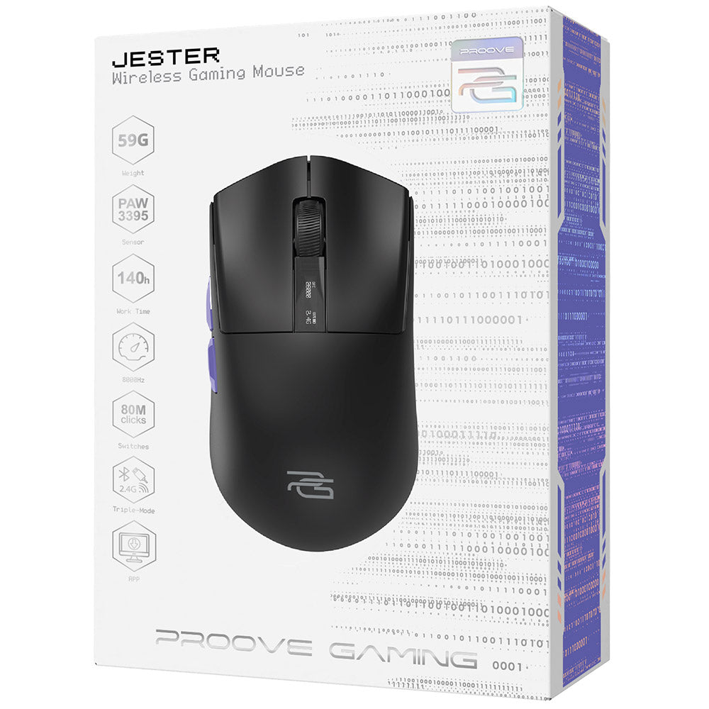 Mouse Gaming Wireless Proove Jester, 800DPI - 26000DPI, Οθόνη OLED, Μαύρο WMJS00022001