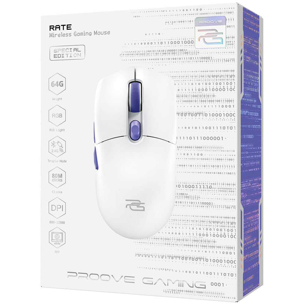 Mouse Gaming Wireless Proove Rate Special Edition, 800DPI - 12000DPI, Λευκό CMRTWRS03002