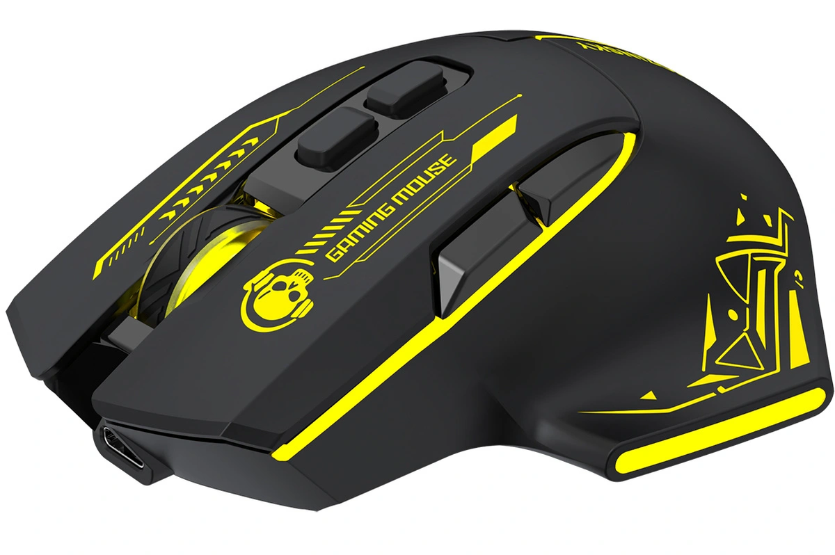 Ασύρματο Gaming Ποντίκι WZK WMGB-1181, 3200DPI, Μαύρο Κίτρινο