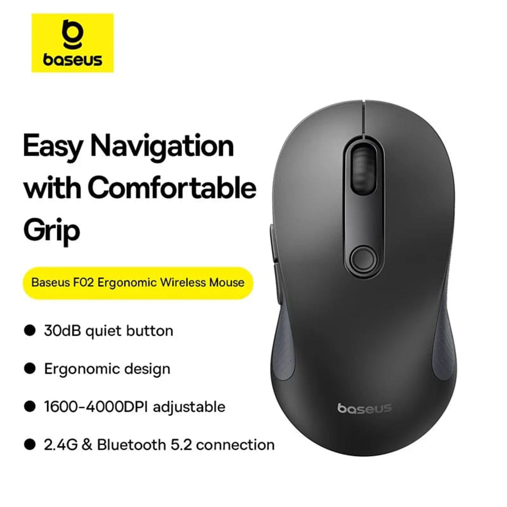 Ασύρματο ποντίκι Baseus F02, 4000DPI, BT / Wi-Fi, μαύρο B0105555505111-01
