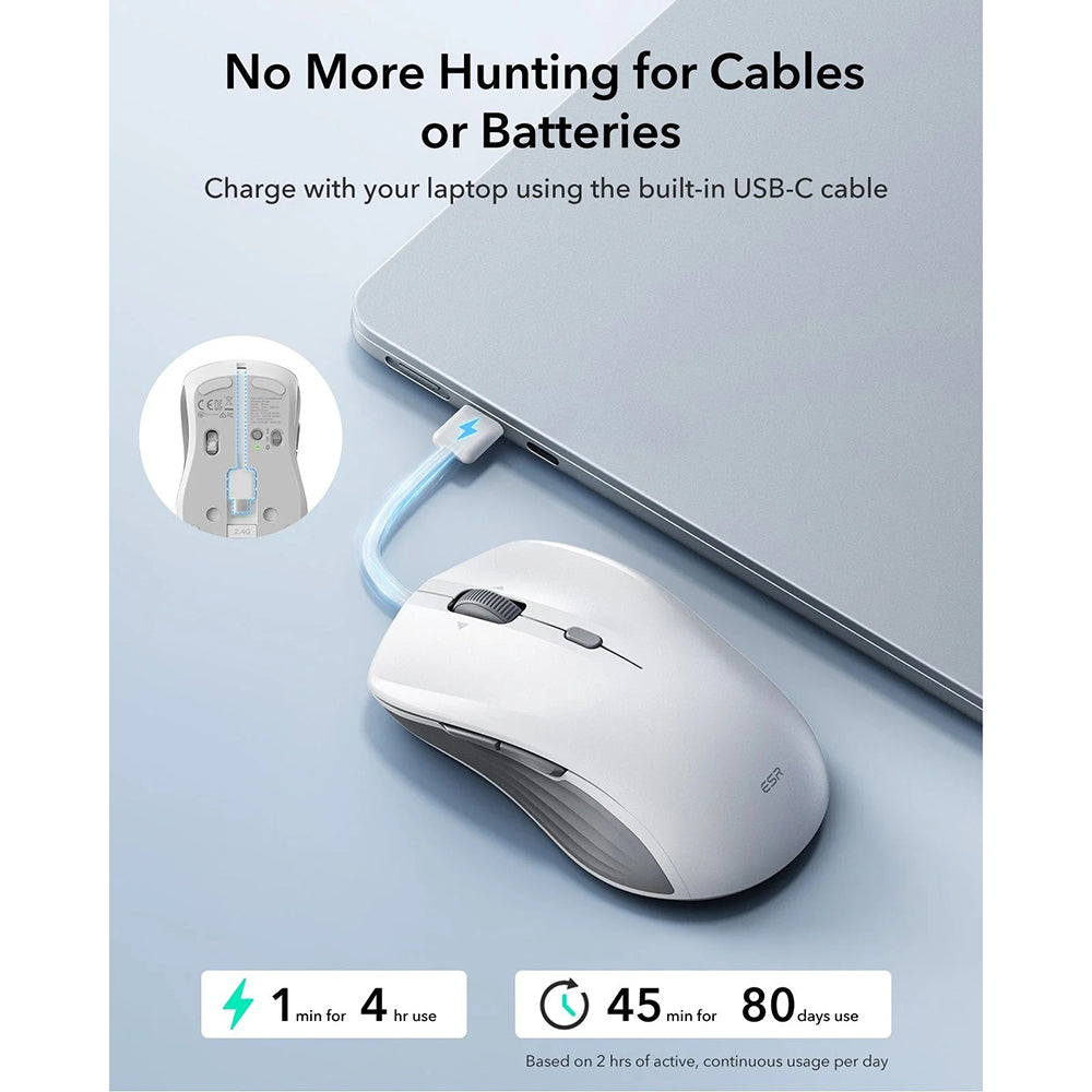 Ασύρματο Ποντίκι ESR MagMouse, 800DPI - 4800DPI, BT / Wi-Fi, Λευκό