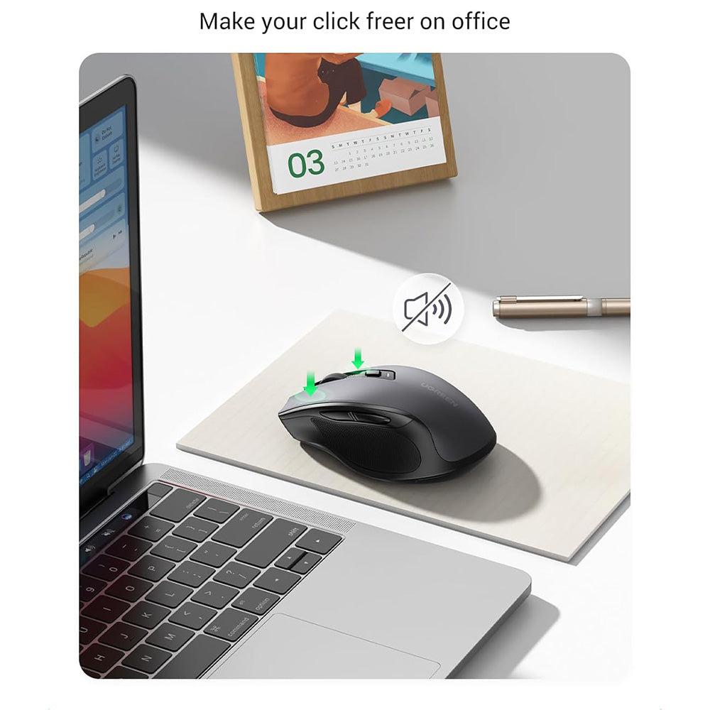 Mouse Wireless UGREEN MU006S (85082), 4000DPI, BT / Wi-Fi, Γκρι