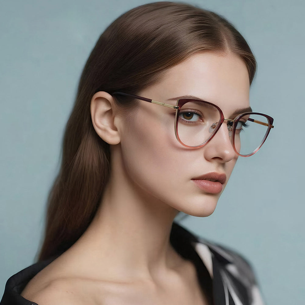 Techsuit 82290 Women's Computer Glasses, Anti-Blue Light, Pink Gold