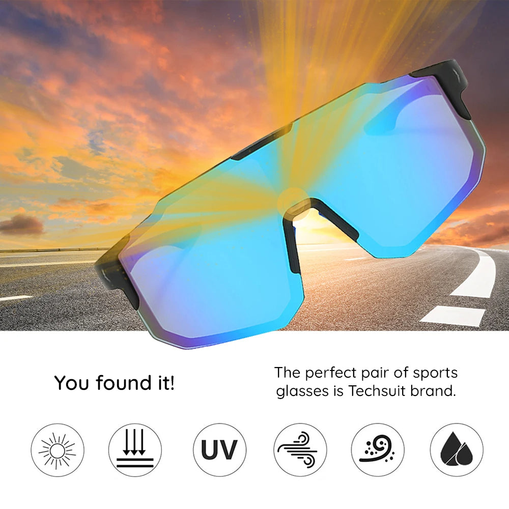 Γυαλιά Ποδηλασίας Unisex Techsuit 9337, Προστασία UV, Μαύρα Ασημί