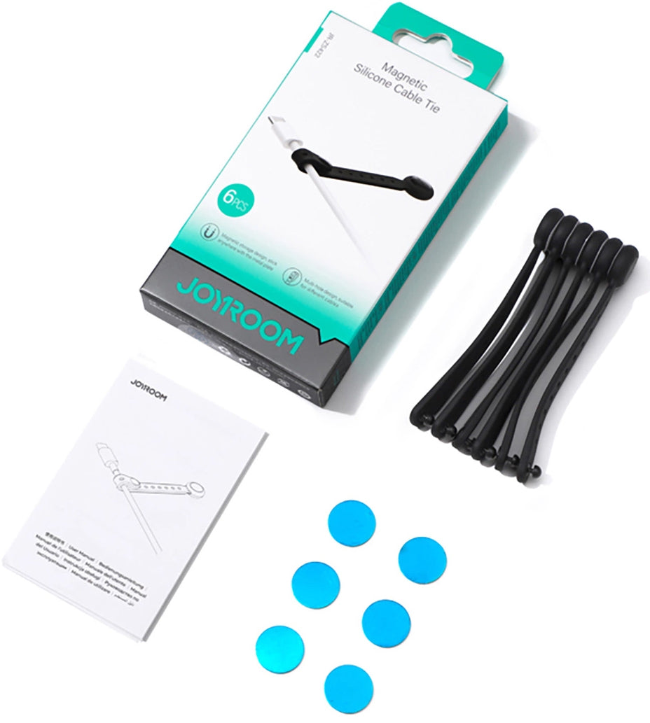 Οργανωτής Καλωδίων Joyroom JR-ZS422, Μαγνητικός, Σετ 6 Τεμαχίων, Μαύρο