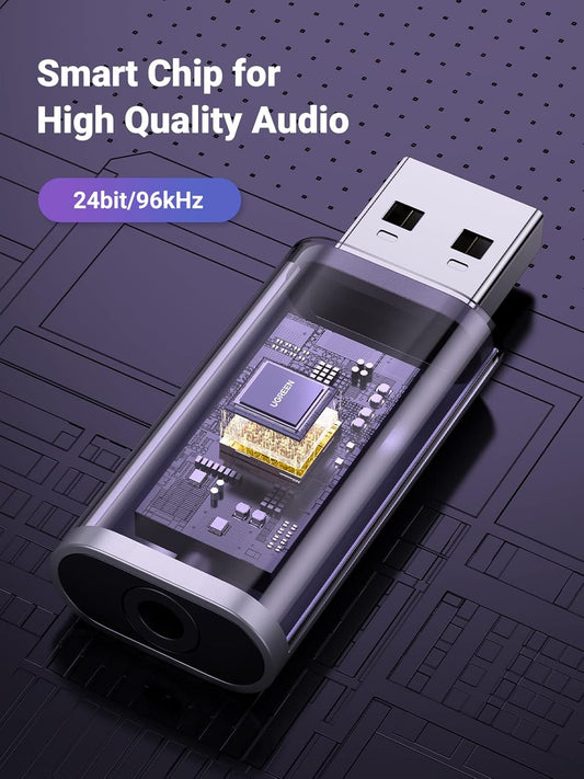 Κάρτα ήχου USB UGREEN CM383, 1 x Jack 3.5mm, Γκρι