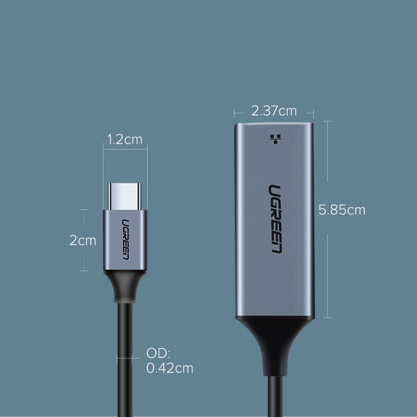 Κάρτα δικτύου UGREEN CM199, RJ45, USB-C, γκρι