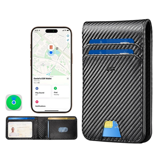 ESR Classic Geo Carbon Wallet with Find My Function and RFID Protection, Black, Resealed