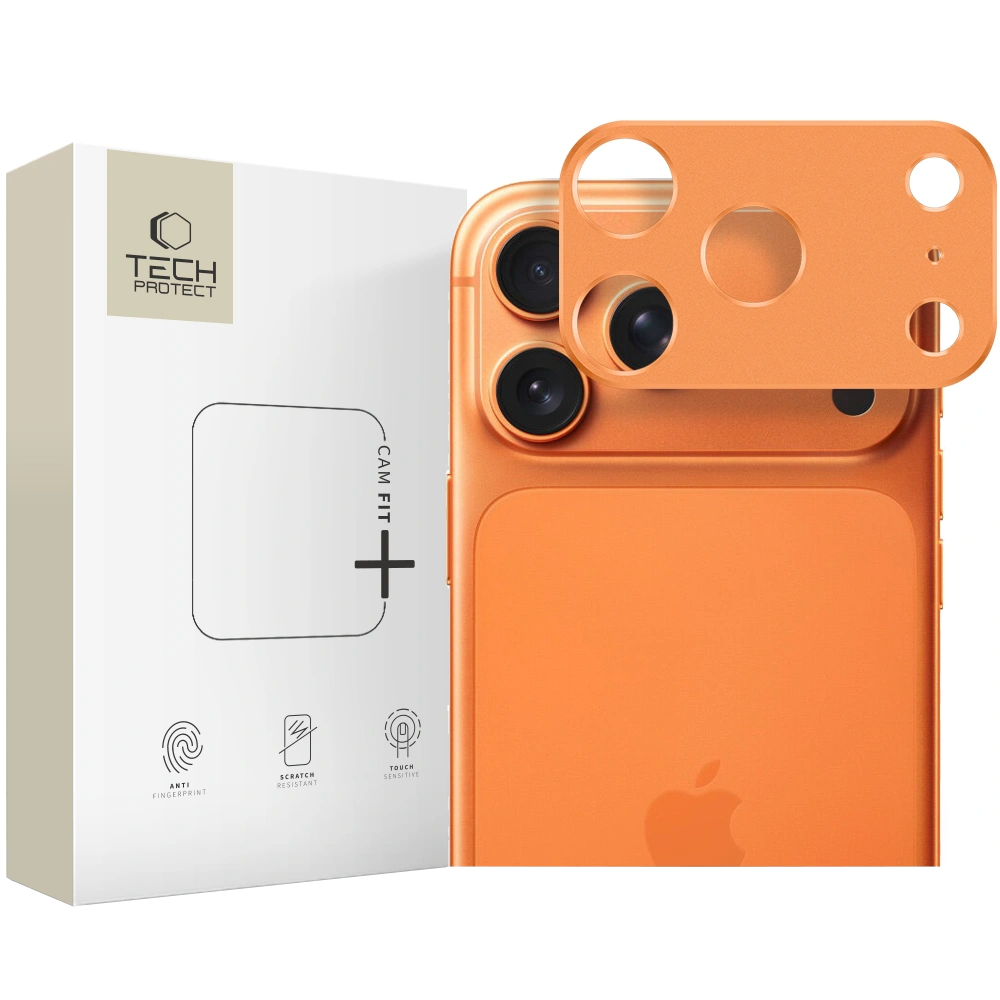 Πλαίσιο προστασίας Πίσω Κάμερας Tech-Protect Camalloy Fit+ για Apple iPhone 17 Pro, Αλουμίνιο, Πορτοκαλί