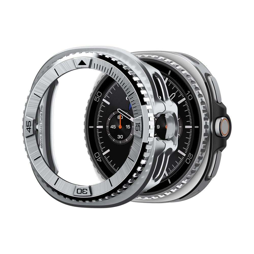 Spigen Tune Pro Pilot Protection Frame for Samsung Galaxy Watch8 Classic, Silver ACS10017