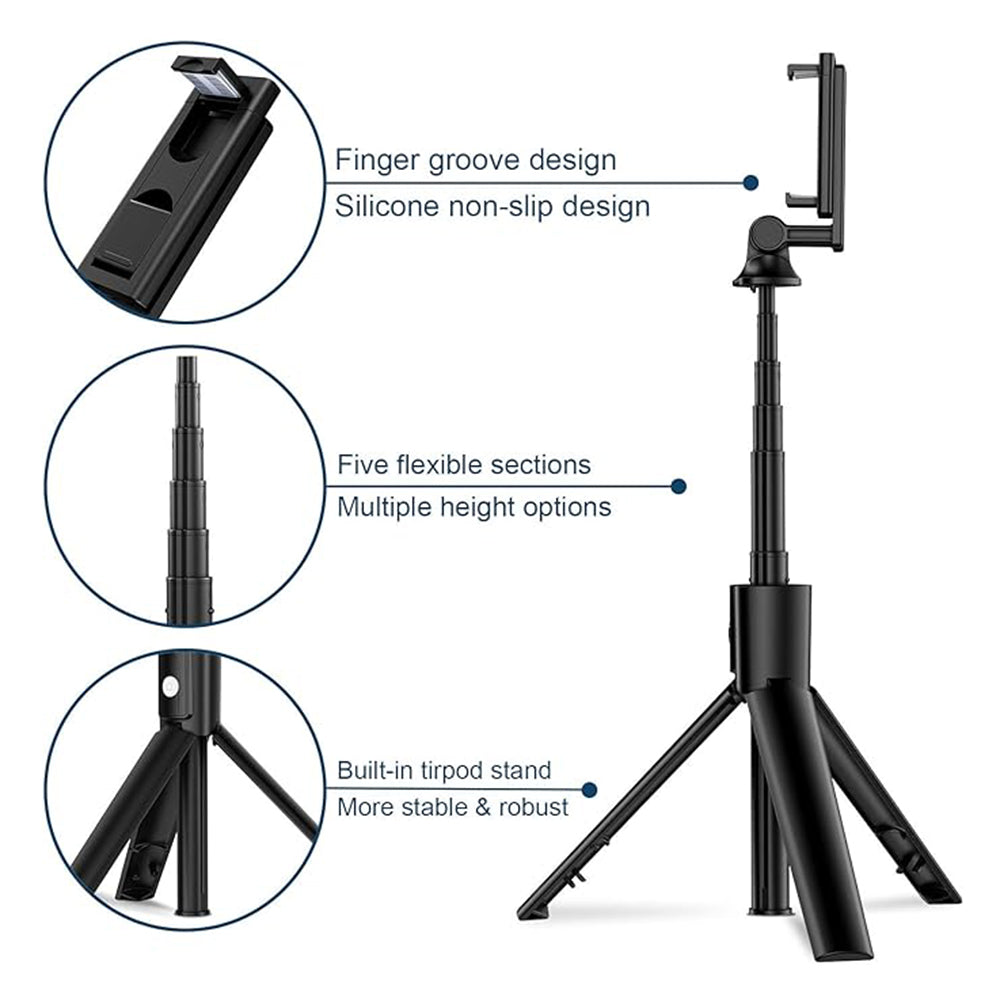Selfie Stick Bluetooth Techsuit K22, Παγκόσμιος, Μαύρο