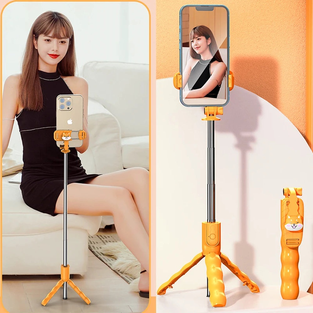 Selfie Stick Bluetooth Techsuit KT01, Universal, Πορτοκαλί