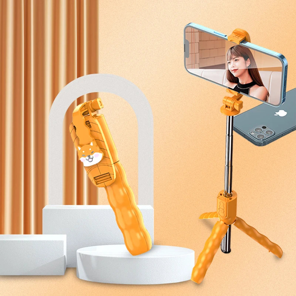 Selfie Stick Bluetooth Techsuit KT01, Universal, Πορτοκαλί