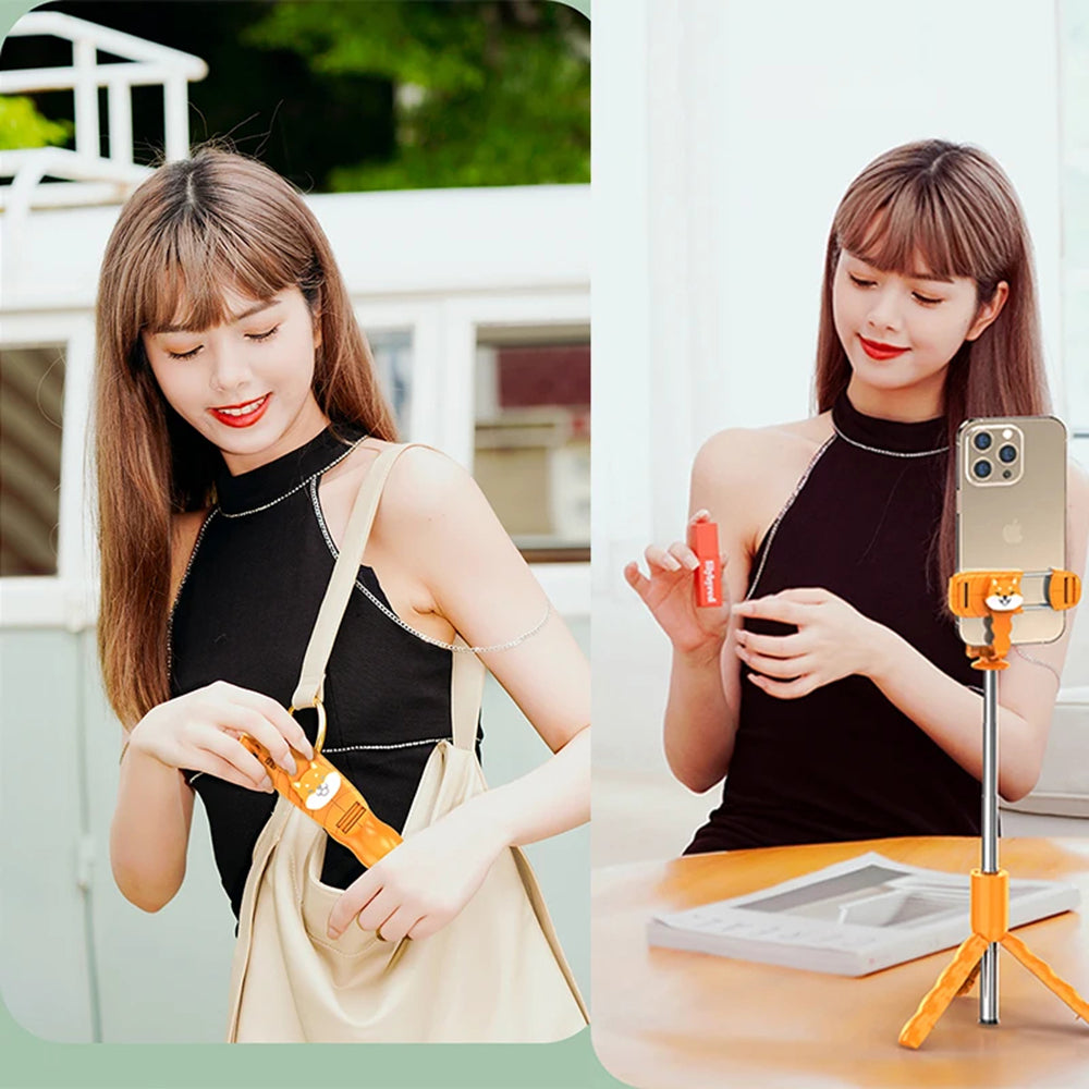 Selfie Stick Bluetooth Techsuit KT01, Universal, Πορτοκαλί