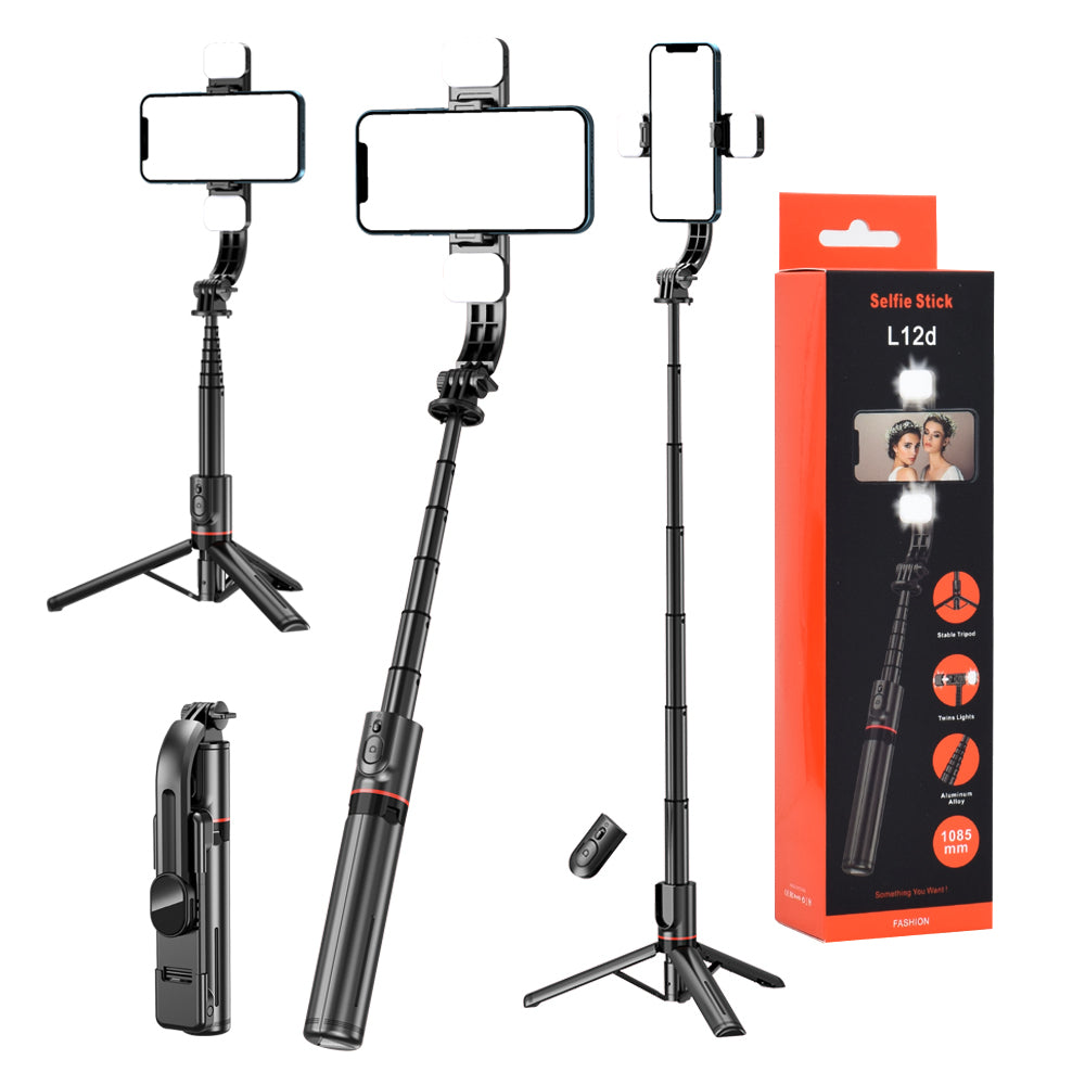 Selfie Stick Bluetooth Techsuit L12D, Παγκόσμιος, Μαύρο
