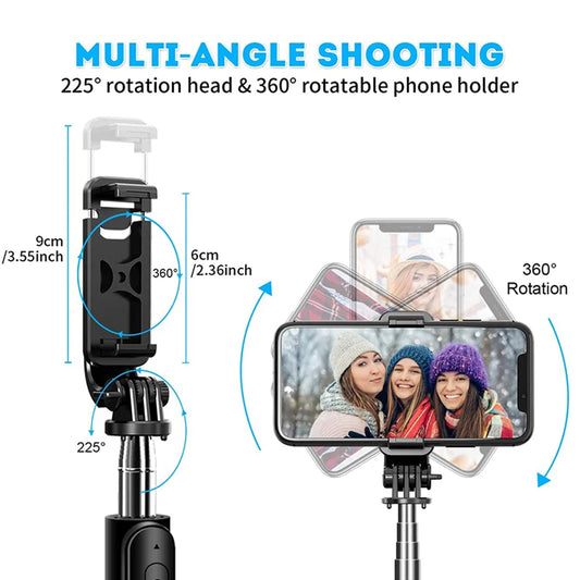 Selfie Stick Bluetooth Techsuit Q02, Παγκόσμιος, Μαύρο