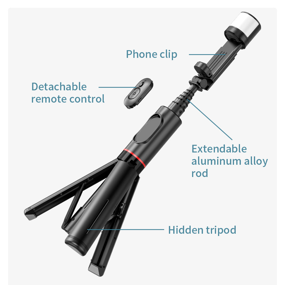 Selfie Stick Bluetooth Techsuit Q12S, Παγκόσμιος, Μαύρος