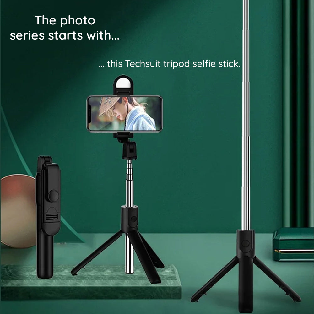 Selfie Stick Bluetooth Techsuit S05-S, Universal, Μαύρο
