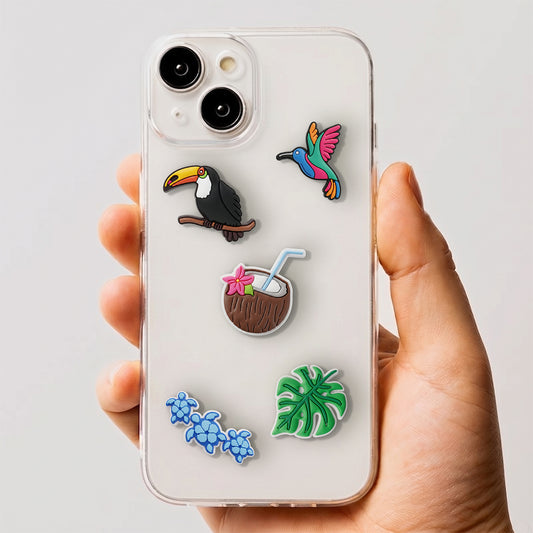 Αυτοκόλλητο 3D OEM Tropical Birds για Θήκη Τηλεφώνου / Tablet, Σετ 5 τεμάχια, Πολύχρωμο