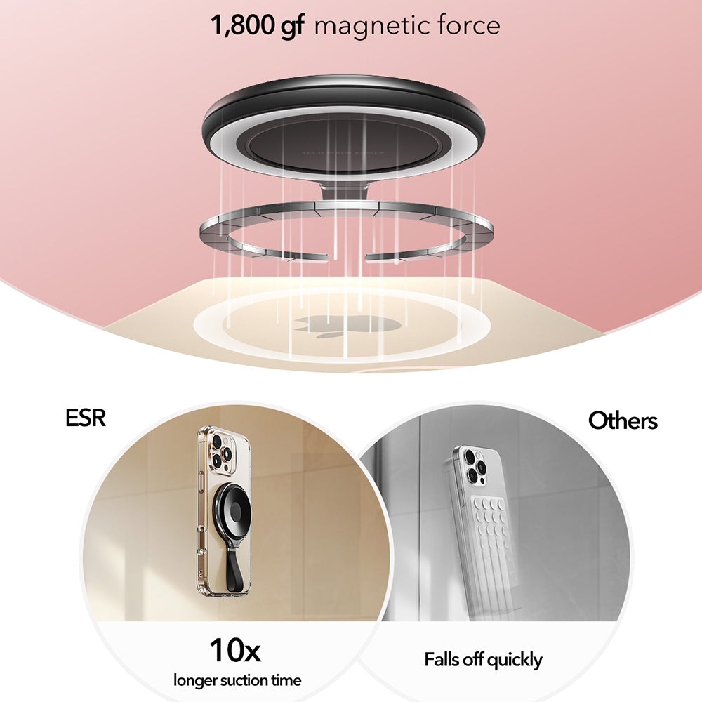 Υποστήριξη Δαχτυλιδιού ESR HaloLock Δερμάτινη, Παγκόσμια, Μαύρη