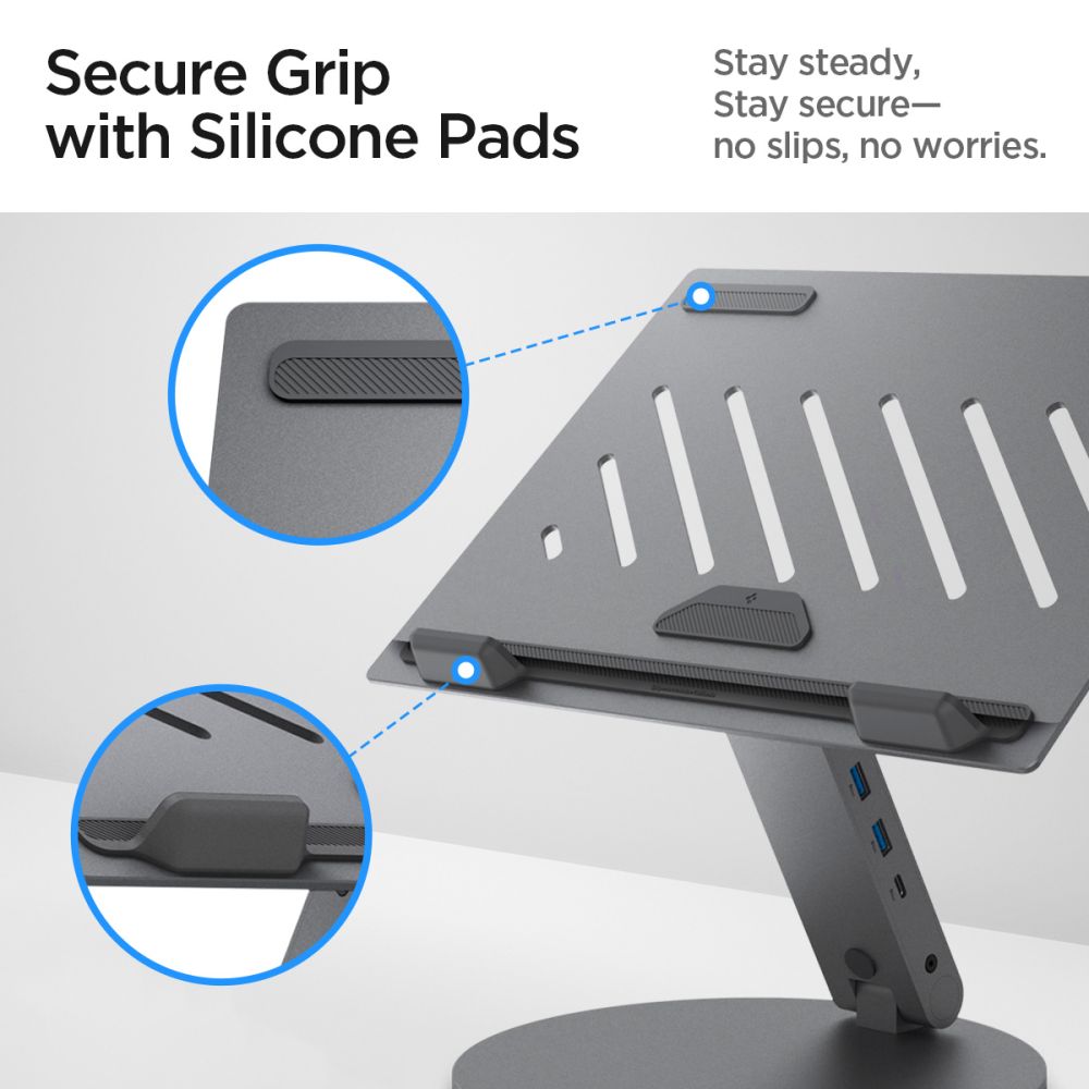 Βάση με Hub Spigen LD204H για Laptop μέγιστο 15.6 ιντσών, Γκρι AMP08885