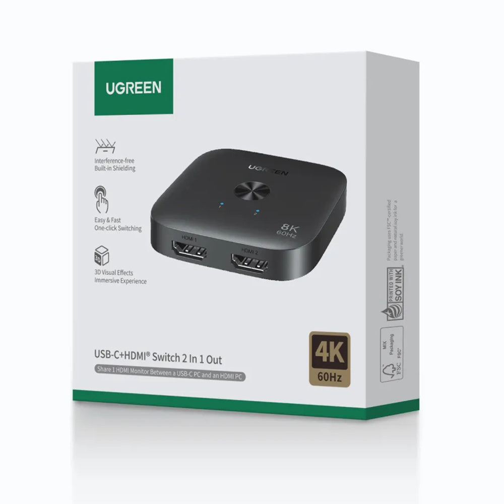 Switch Video HDMI UGREEN 65877, Μαύρο