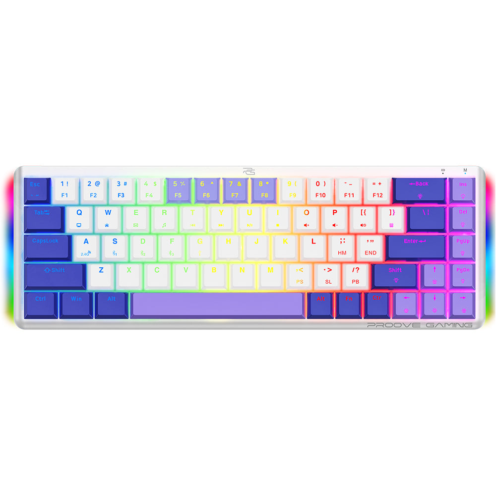 Ασύρματο Gaming Πληκτρολόγιο Proove AFK, RGB, BT / Wi-Fi / Ενσύρματο, 1.5m, Λευκό WKAFKEN22002