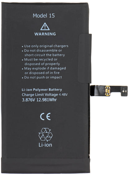 Μπαταρία Apple iPhone 15, με ενσωμάτωση Ταινίας Flex BMS (δεν απαιτείται συγκόλληση επαφών)