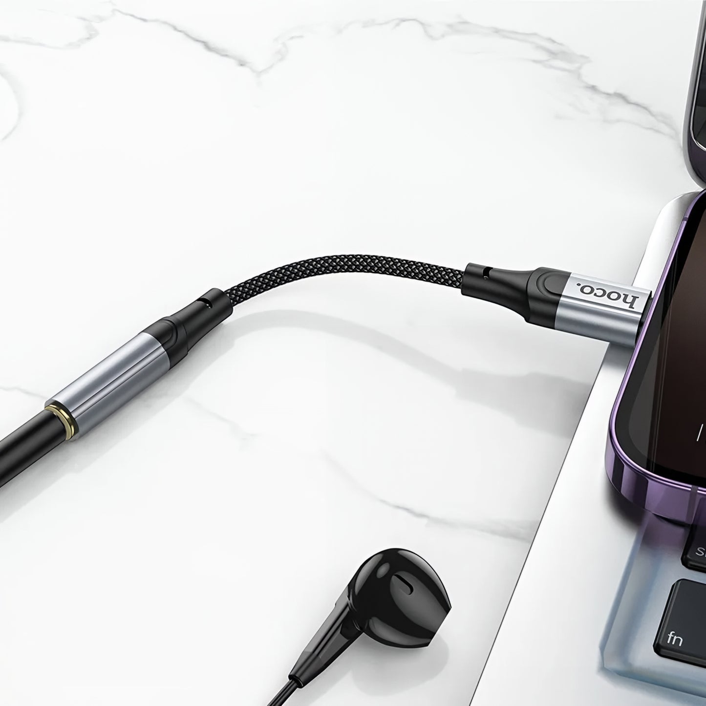 Προσαρμογέας Ήχου Lightning - 3.5mm HOCO LS36A, Γκρι