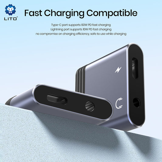 Αντάπτορας Ήχου Lightning - Lightning / 3.5mm Lito LA04L, Μαύρο