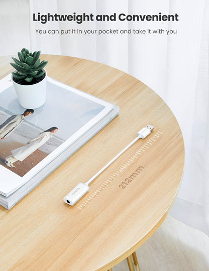 Προσαρμογέας Ήχου UGREEN US206, USB-A - 3.5mm, Λευκό