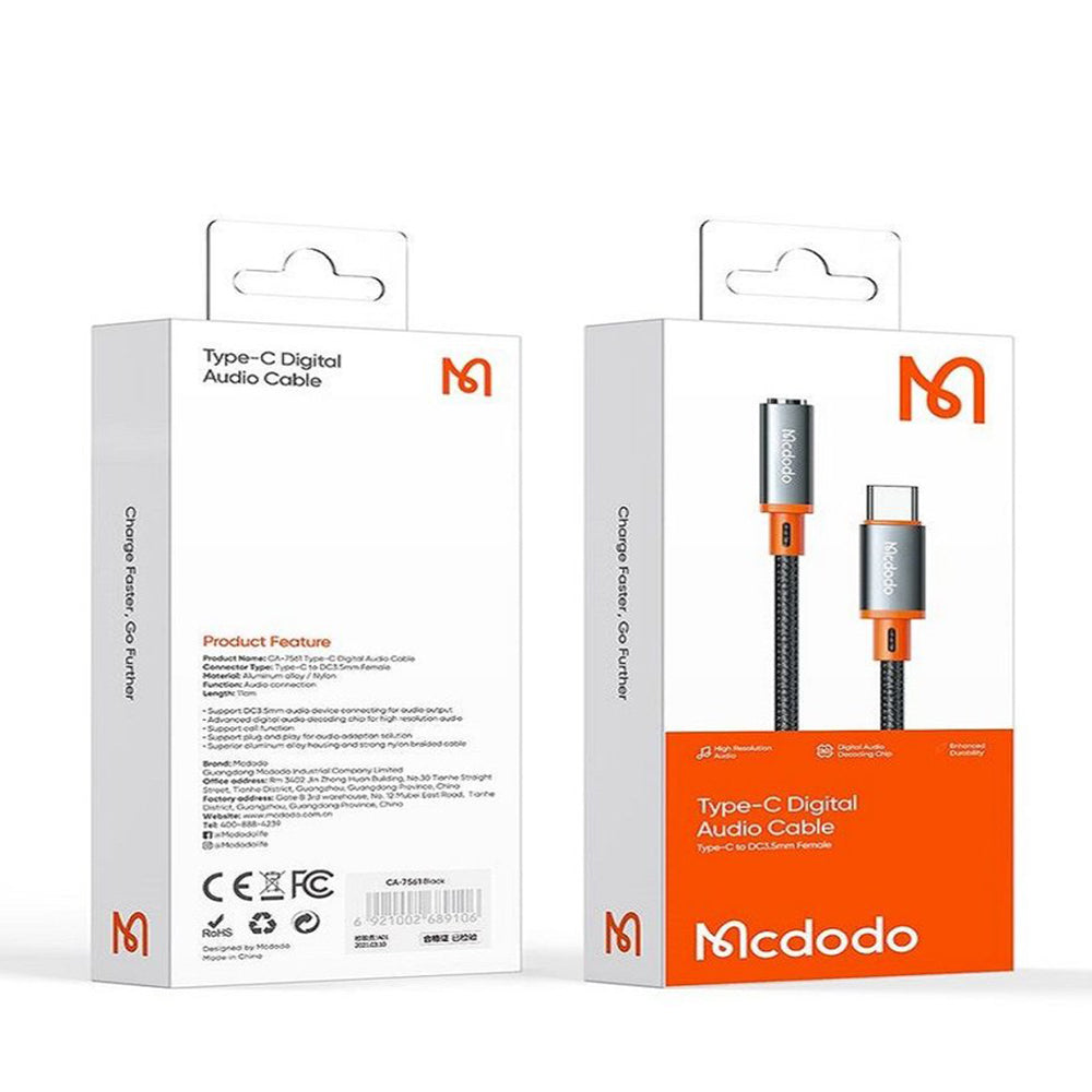 Προσαρμογέας Ήχου USB-C - 3.5mm McDodo CA-7561, Μαύρο